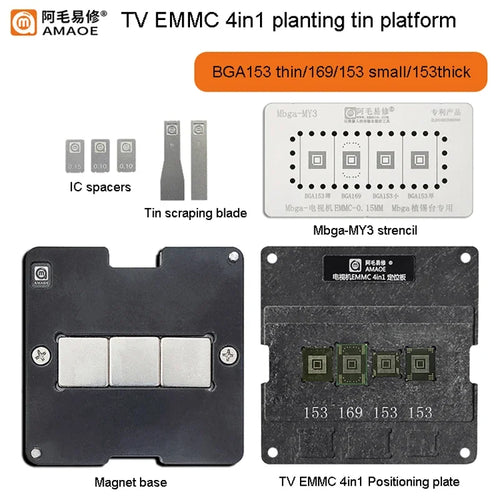 Amaoe 4 In 1 Phone TV EMMC Reballing Stencil Fixture