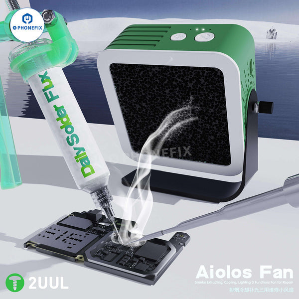 2UU 3 in 1 Aiolos Fan Extracting Cooling Lighting PCB Soldering Repair Tool