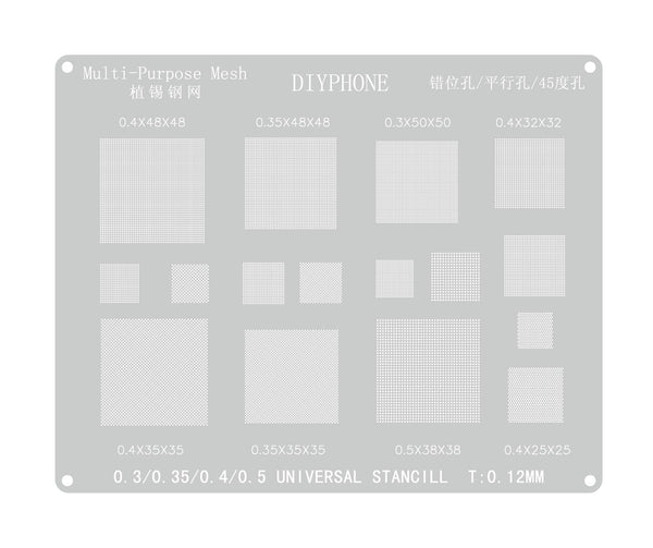 VIPFIX 0.3 0.4 0.5mm BGA Reballing Stencil Template multiple holes