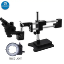 3.5X-90X Black Trinocular Microscope with Double Arm Boom Stand