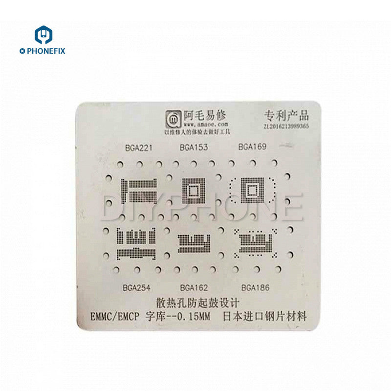 6-IN-1 BGA Reballing Stencil BGA153 162 169 186 221 254 EMCP EMMC