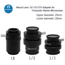 C-Mount Lens TV1-2 1-3 CTV Adapter for Trinocular Stereo Microscope