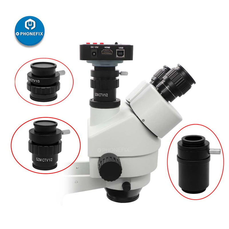 C-Mount Lens TV1-2 1-3 CTV Adapter for Trinocular Stereo Microscope