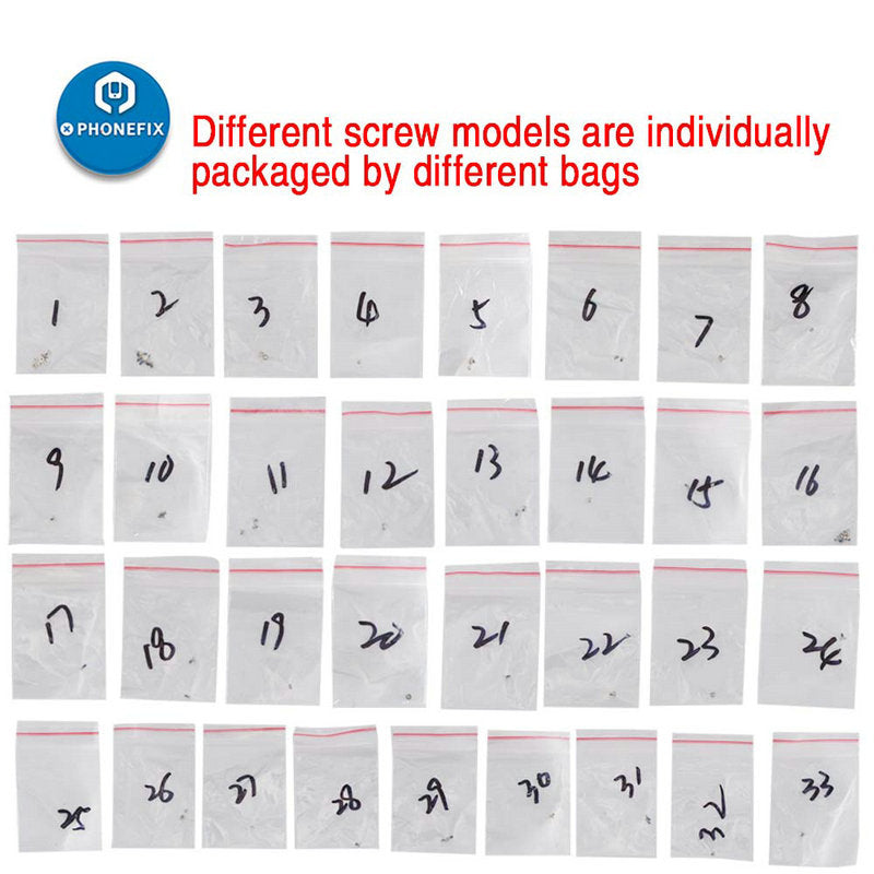 independent numbers diagram full set screws for iPhone X - 14 Plus